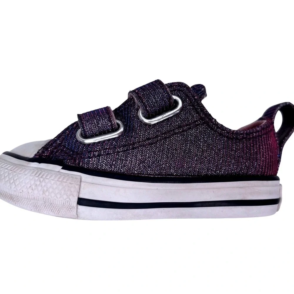 Converse Chuck Taylor All Star Kids 6 Purple Pink Glitter‎ Low Top Sneakers